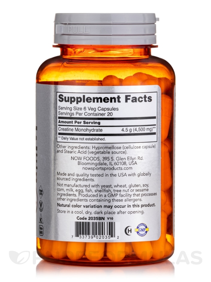 NOW® Sports - Creatine Monohydrate 750 mg - 120 Capsules - Alternate View 1