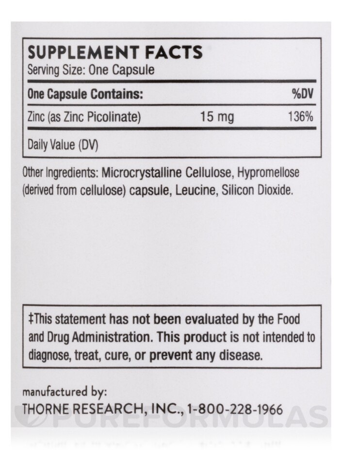 Zinc Picolinate 15 mg - 60 Capsules - Alternate View 4