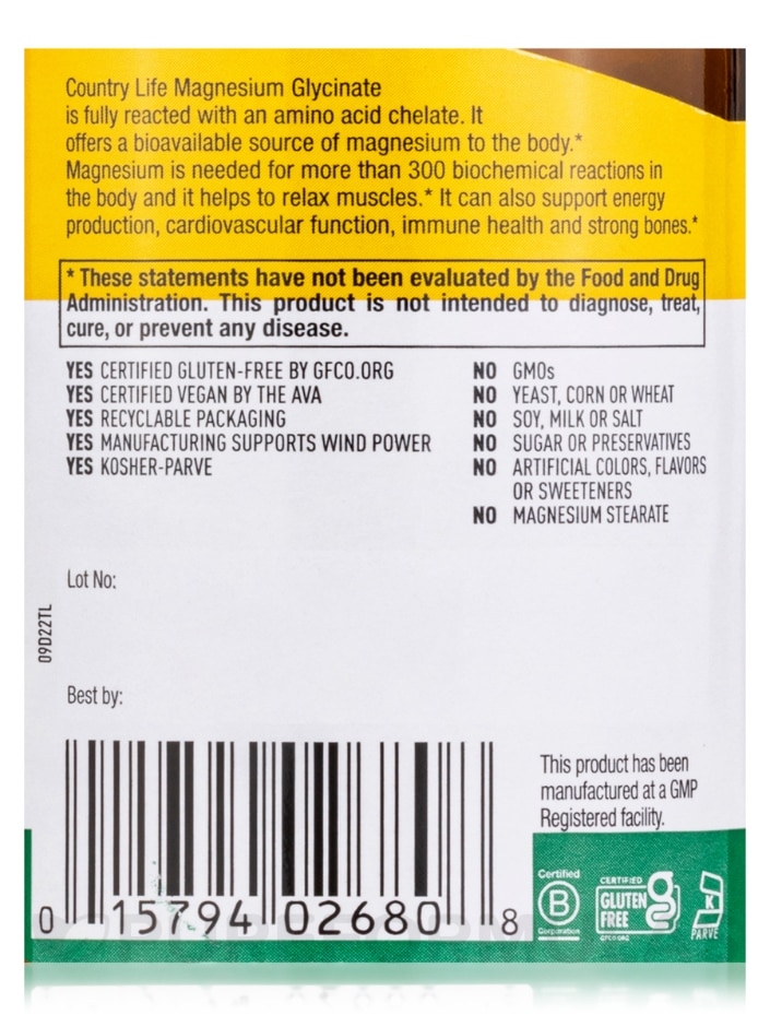 Chelated Magnesium Glycinate - 90 Tablets - Alternate View 4