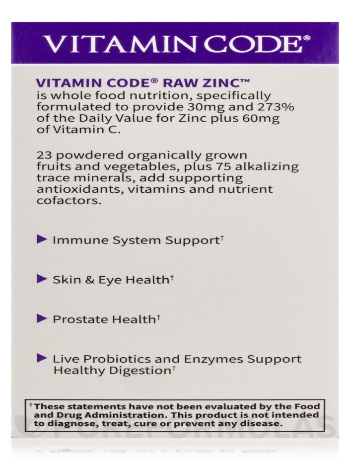 Vitamin Code® - Raw Zinc - 60 Vegan Capsules - Alternate View 9