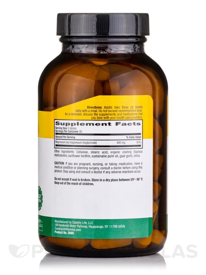 Chelated Magnesium Glycinate - 90 Tablets - Alternate View 1