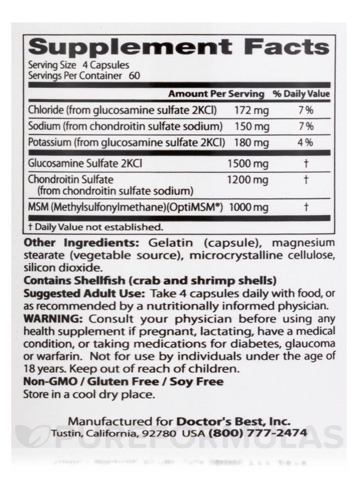 Glucosamine Chondroitin MSM with OptiMSM® - 240 Capsules - Alternate View 3