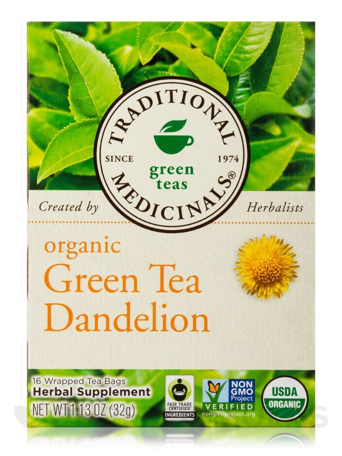Organic Green Tea Dandelion - 16 Tea Bags - Alternate View 1