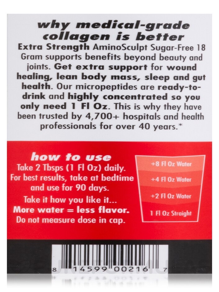 AminoSculpt® Collagen Sugar-Free, Tart Cherry Flavor - 30 fl. oz (887 ml) - Alternate View 5