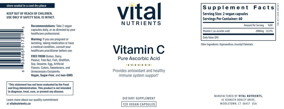 Vitamin C 1000 mg - 120 Vegetarian Capsules - Alternate View 4