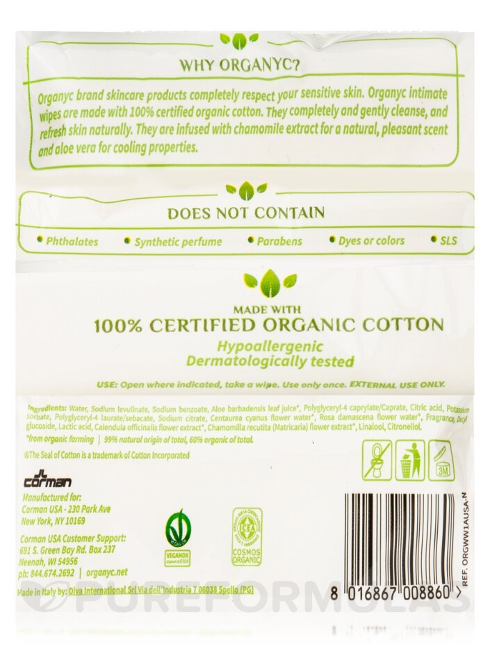 Intimate Hygiene Wet Wipes - 20 Cotton Wipes - Alternate View 4