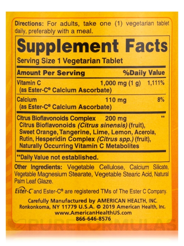 Ester-C® 1000 mg with Citrus Bioflavonoids - 120 Vegetable Tablets - Alternate View 3