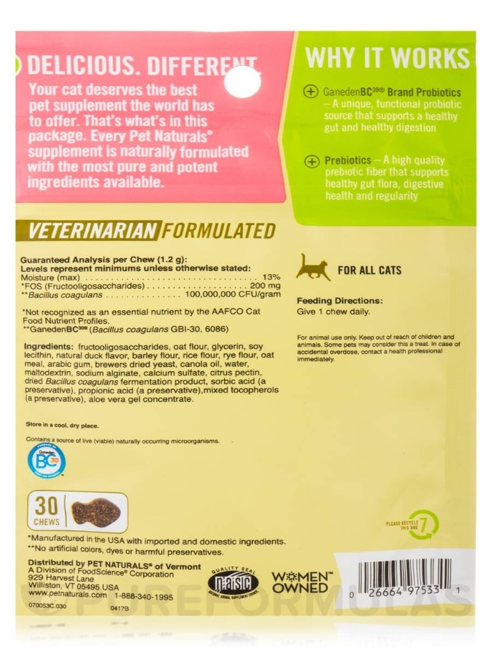 Daily Probiotic for Cats (All Sizes) - 30 Chews - Alternate View 2