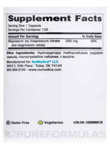 Magnesium Citrate Extra Strength 200 mg - 120 Vegetable Capsules - Alternate View 3