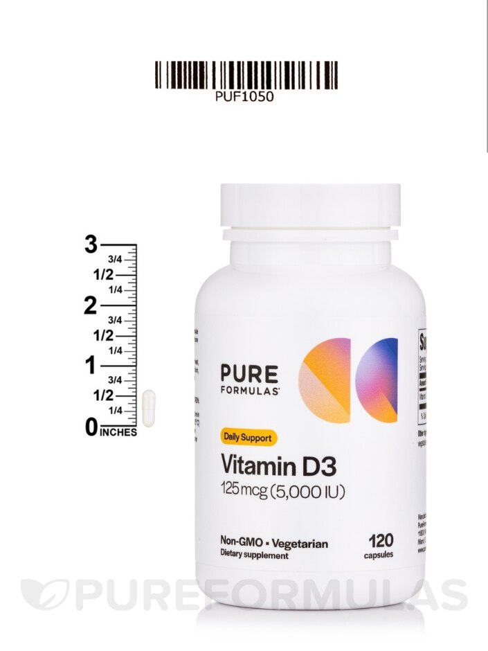 Vitamin D3 5000 IU - 120 Vegetarian Capsules - Alternate View 5