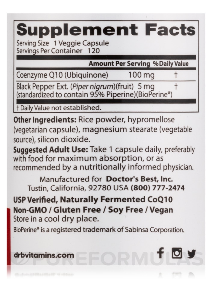 High Absorption CoQ10 with BioPerine® 100 mg - 120 Veggie Capsules - Alternate View 3