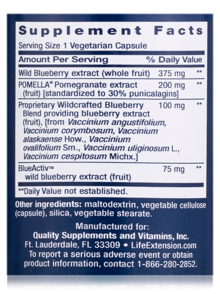 Blueberry Extract with Pomegranate - 60 Vegetarian Capsules - Alternate View 3