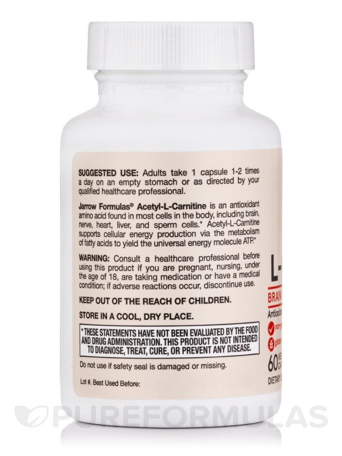 Acetyl L-Carnitine 500 mg - 60 Capsules - Alternate View 2