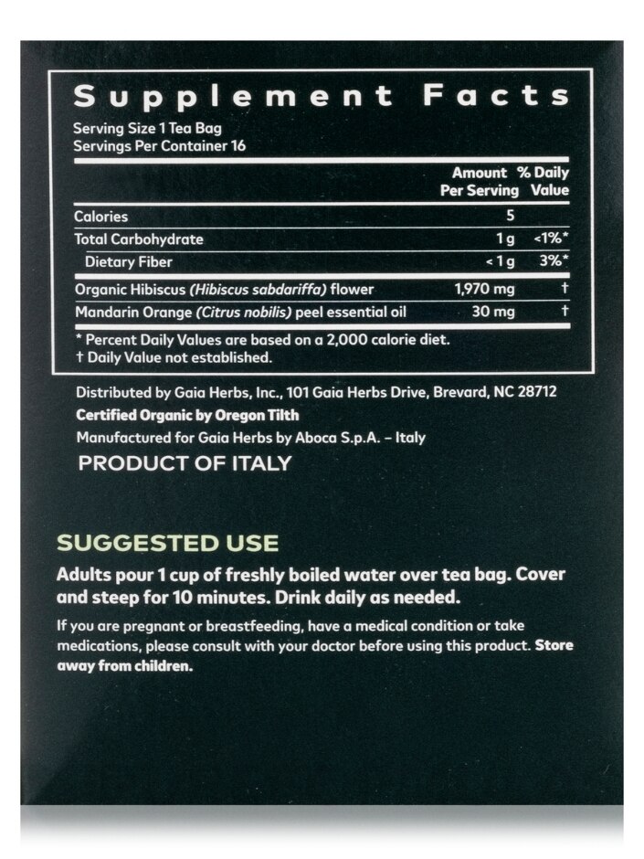 Organic Hibiscus Tea with Mandarin Orange Essential Oil - 16 Tea Bags (1.13 oz / 32 Grams) - Alternate View 5