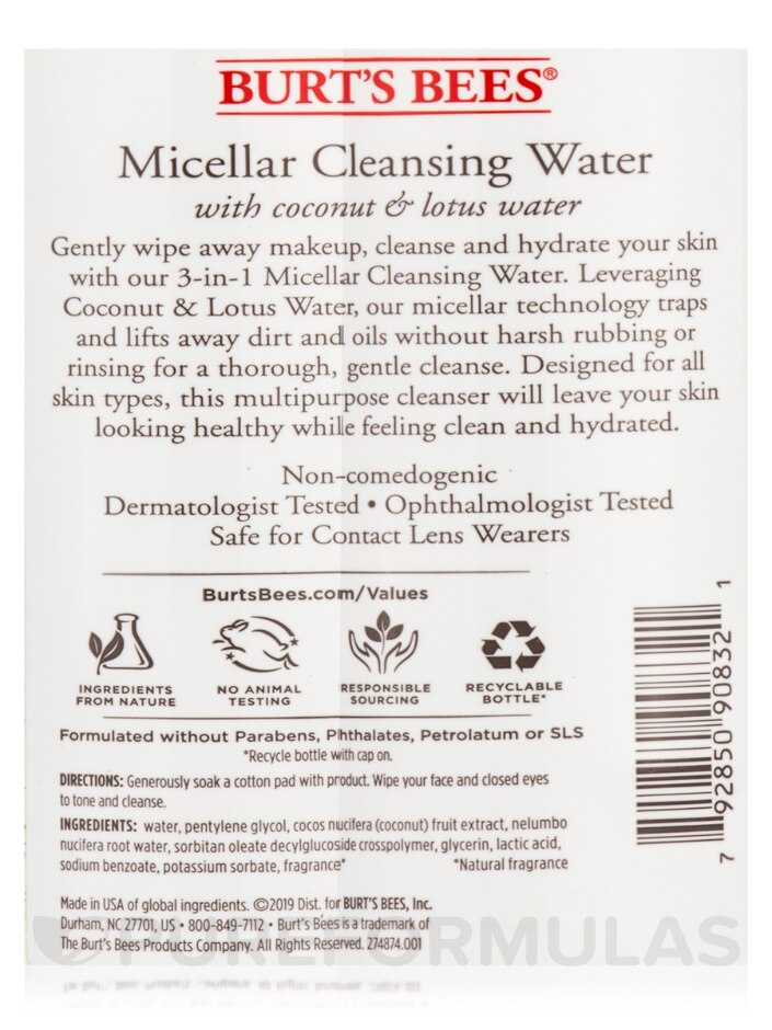 Micellar Cleansing Water with Coconut & Lotus Water 3 in 1 - 8 fl. oz (236.5 ml) - Alternate View 2