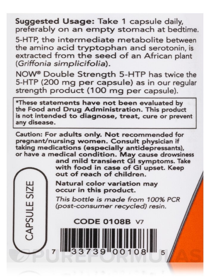 5-HTP 200 mg - 60 Veg Capsules - Alternate View 4