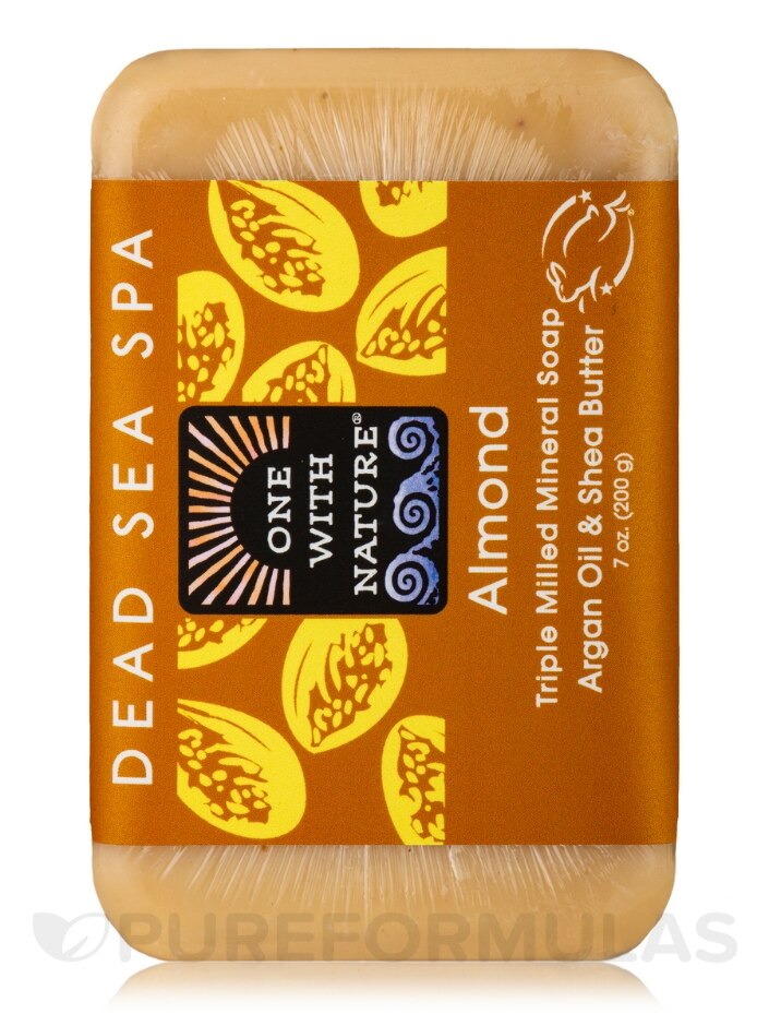 Almond - Triple Milled Mineral Soap Bar with Argan Oil & Shea Butter - 7 oz (200 Grams) - Alternate View 3