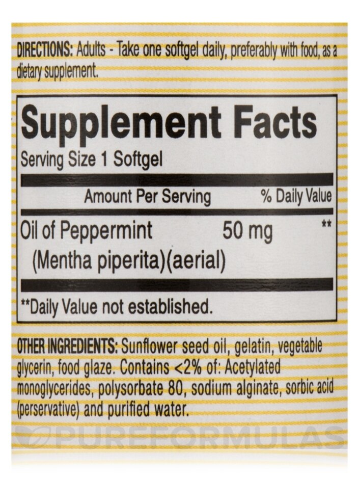 Peppermint Oil 50 mg Enteric Coated - 90 Softgels - Alternate View 4