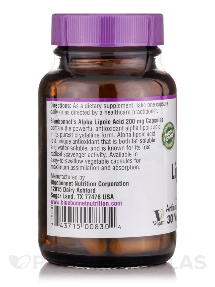Alpha Lipoic Acid 200 mg - 30 Vegetable Capsules - Alternate View 2
