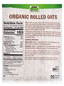 NOW Real Food® - Organic Rolled Oats - 24 oz (680 Grams) - Alternate View 2