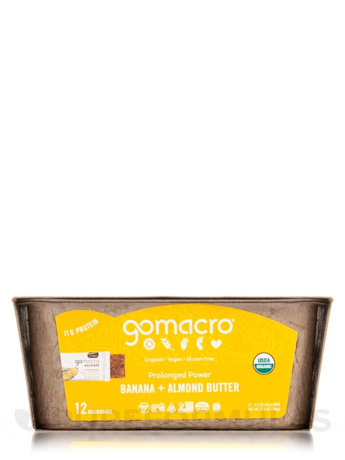 Organic MacroBar Banana + Almond Butter - Box of 12 Bars (2.3 oz / 65 Grams each) - Alternate View 2