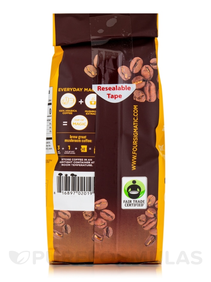 Mushroom Coffee Mix with Lion's Mane & Chaga - Dark Roast Ground - Fruity + Medium Flavor - 12 oz (340 Grams) - Alternate View 2