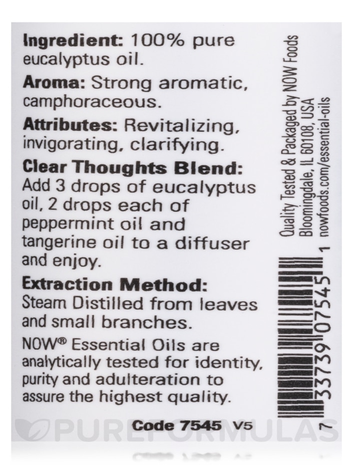 NOW® Essential Oils - Eucalyptus Oil - 1 fl. oz (30 ml) - Alternate View 3