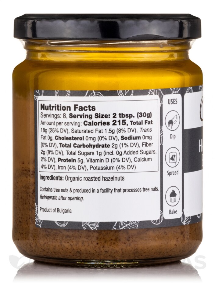 Organic Roasted Hazelnut Butter - 8.8 oz (250 Grams) - Alternate View 2