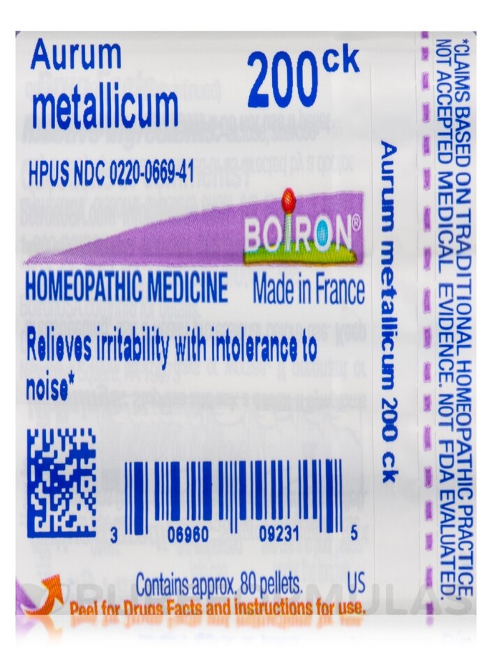 Aurum Metallicum 200ck - 1 Tube (approx. 80 pellets) - Alternate View 6