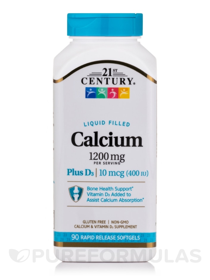 Liquid Filled Calcium 1200 mg + D3 - 90 Rapid-Release Softgels