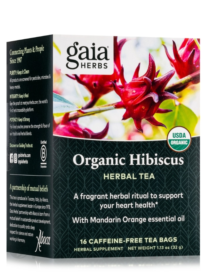 Organic Hibiscus Tea with Mandarin Orange Essential Oil - 16 Tea Bags (1.13 oz / 32 Grams)