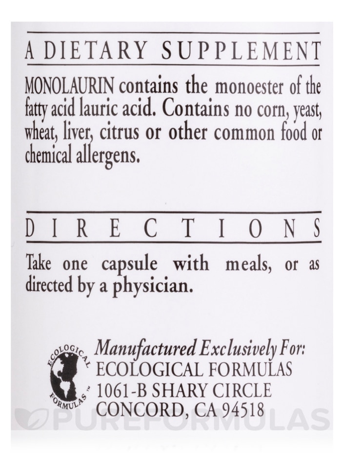 Monolaurin 600 mg - 90 Capsules - Alternate View 4