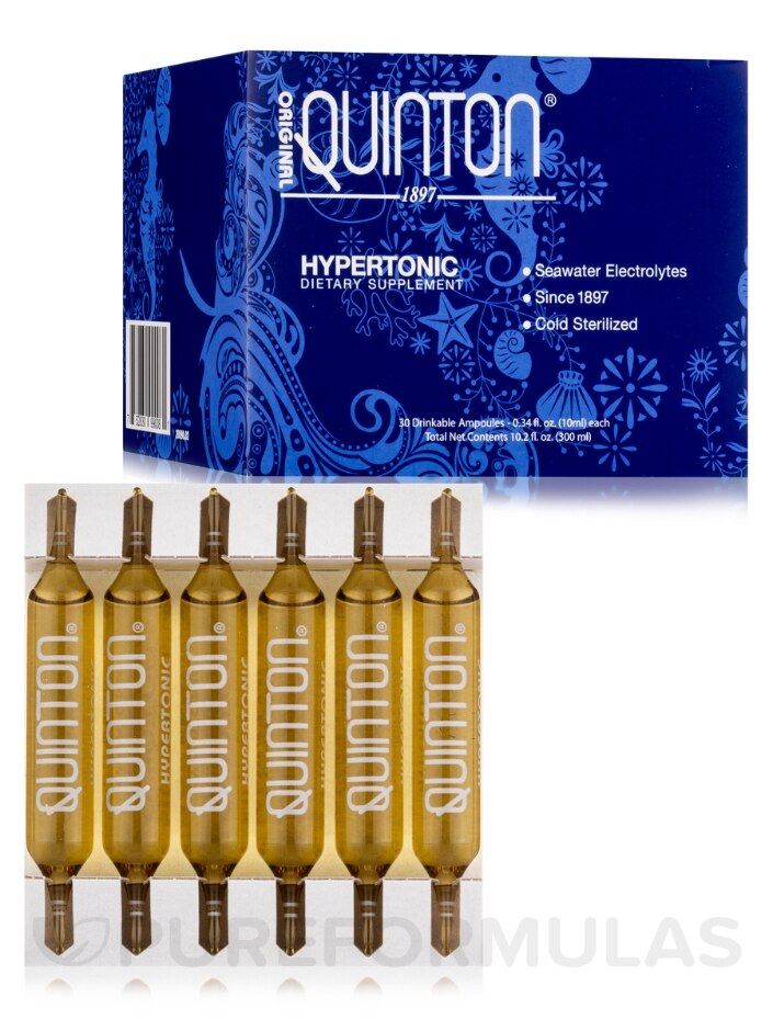 Original Quinton® Hypertonic Drinkable Ampoules - Box of 30 Ampoules (10.2  fl. oz / 300 ml)
