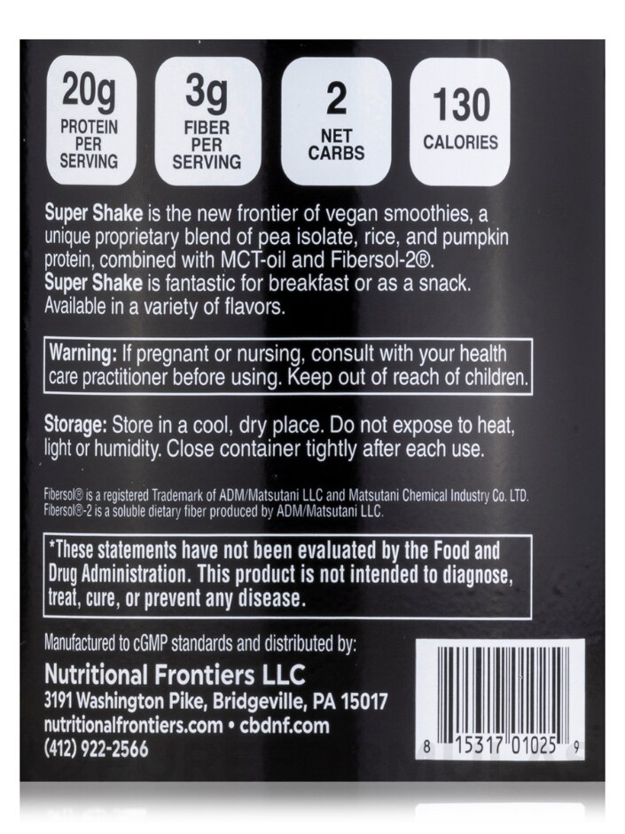 Super Shake Chocolate Vegan Powder - 30 Servings (2.3 lbs / 1
