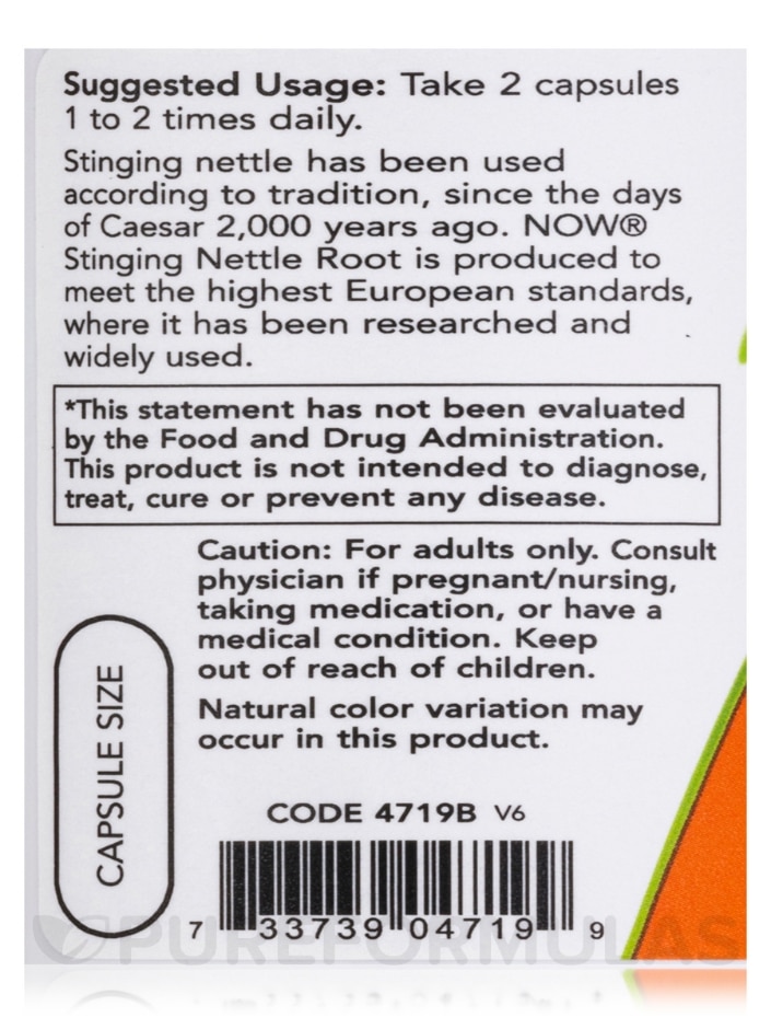 Nettle Root Extract (Stinging) 250 mg - 90 Vegetarian Capsules - Alternate View 4