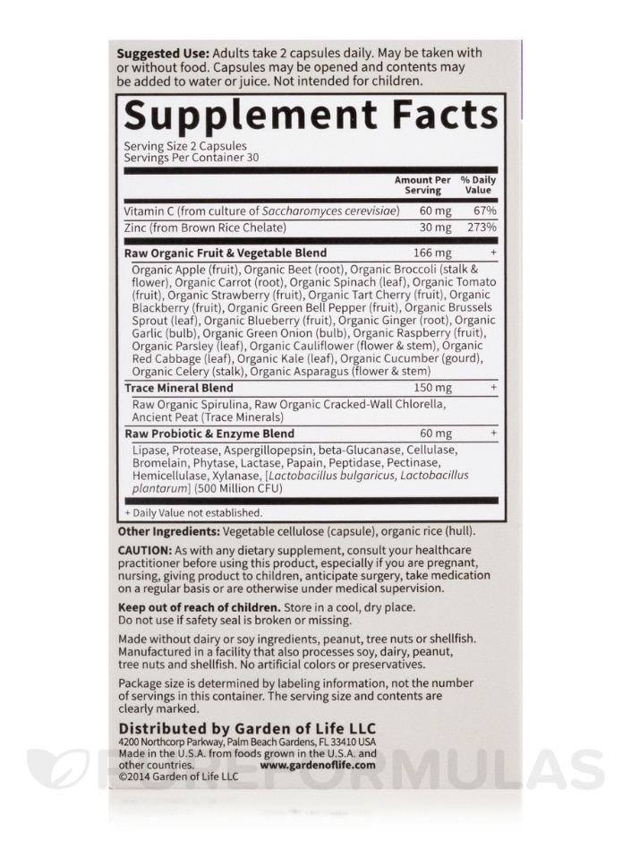 Vitamin Code® - Raw Zinc - 60 Vegan Capsules - Alternate View 4